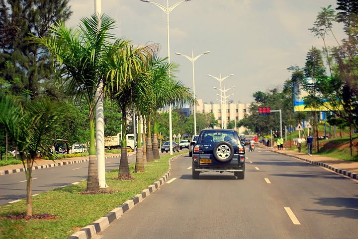 Driving on a Kigali boulevard in Rwanda