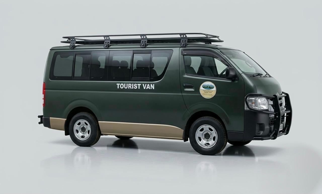 10-seater Toyota HiAce (Drone) perfect for group travel, family safaris and budget-friendly 4x4 Uganda safaris.