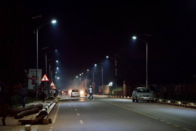 Driving at night in Uganda